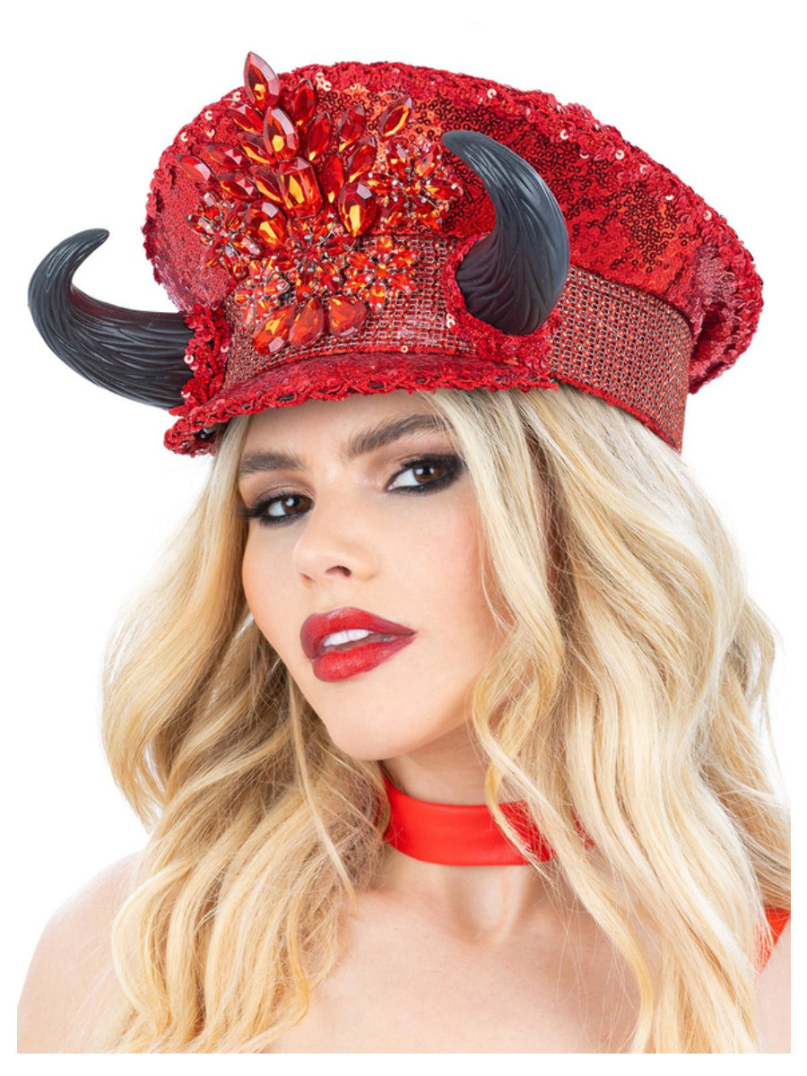 Fever Deluxe Devil Sequin Captains Hat - 1