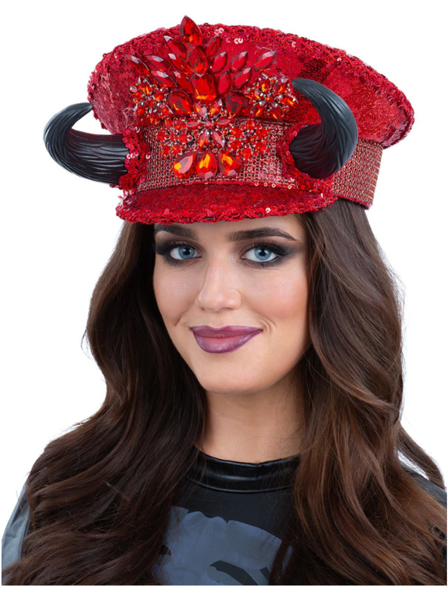 Fever Deluxe Devil Sequin Captains Hat - 4