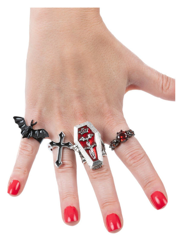 Assorted Gothic Vampire Rings, 4Pk - 2