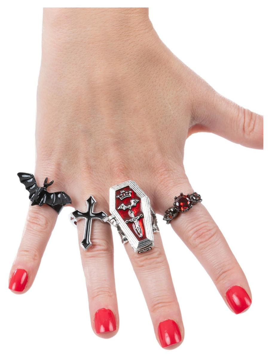 Assorted Gothic Vampire Rings, 4Pk - 1