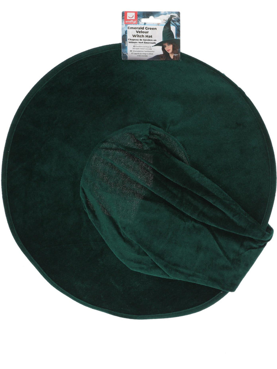 Emerald Green Velour Witch Hat - 3