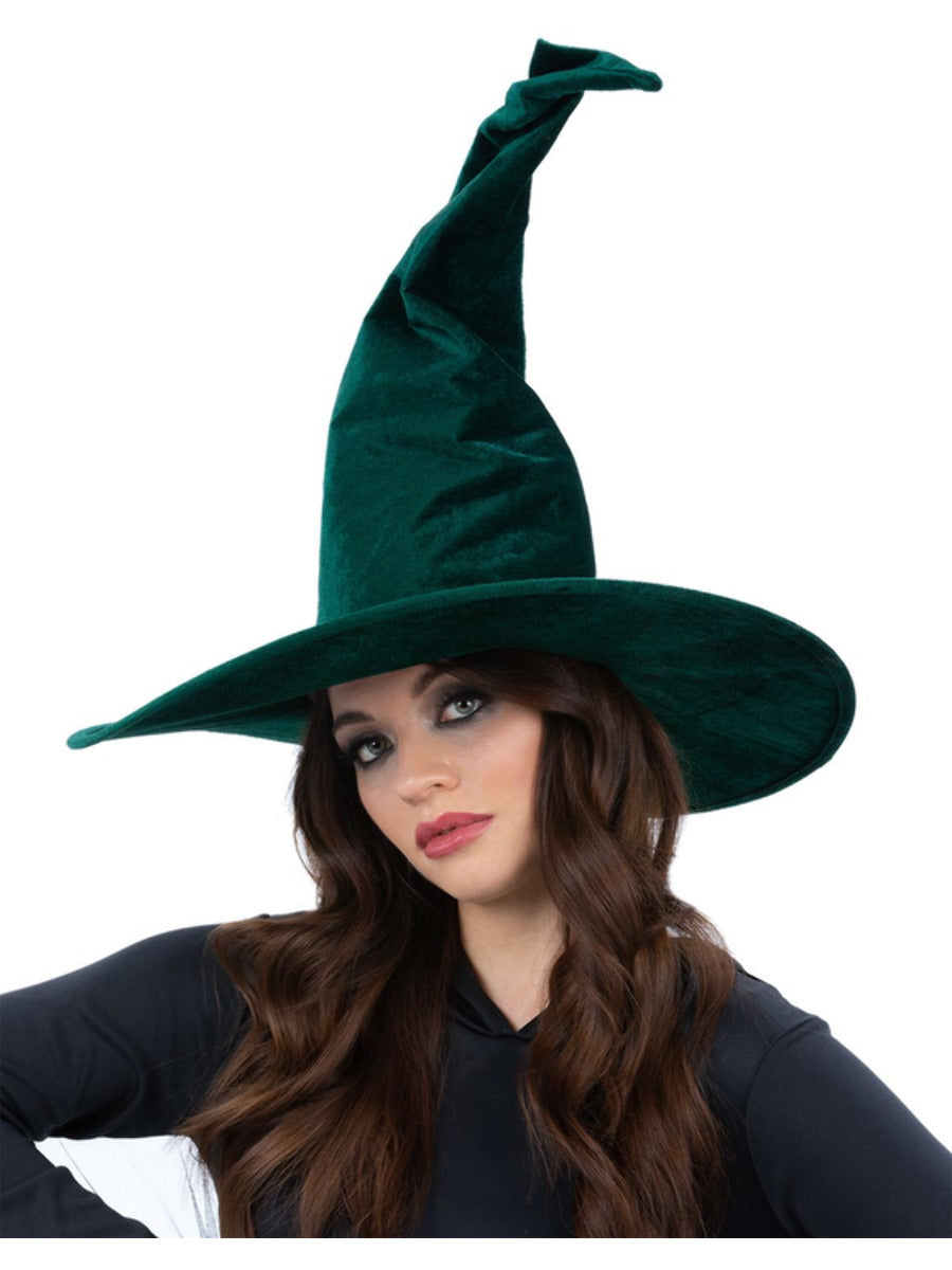 Emerald Green Velour Witch Hat - 1