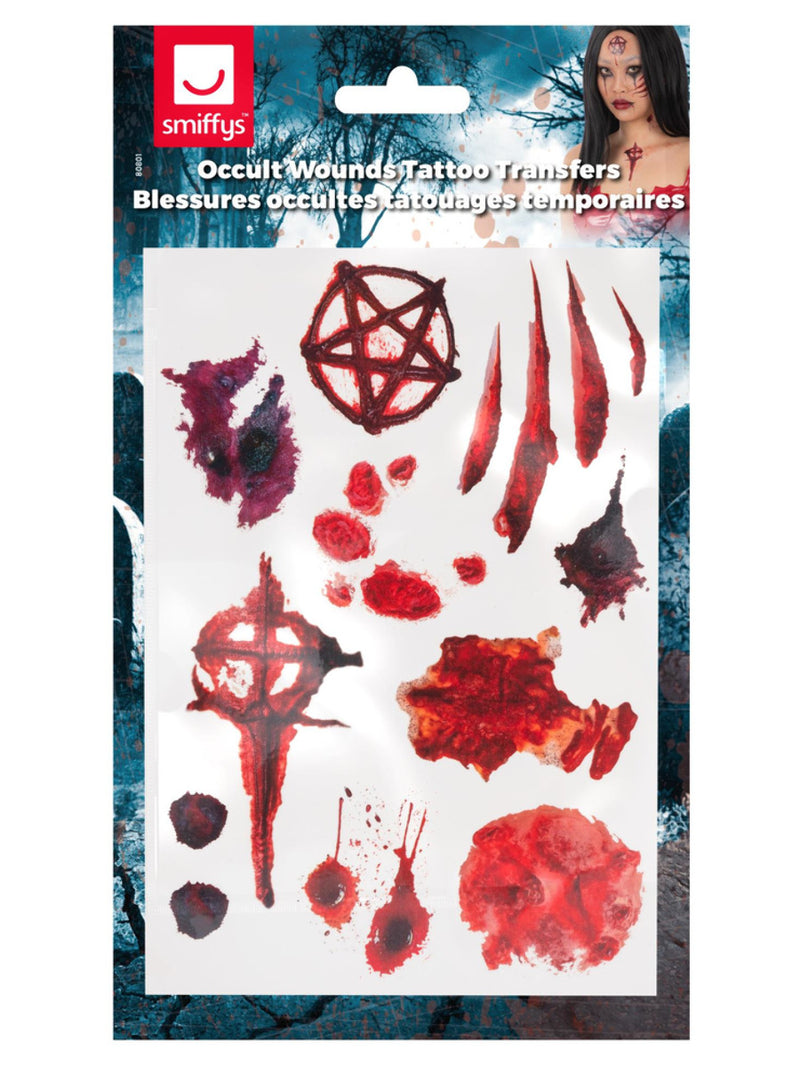 Smiffys Make-Up FX, Occult Wound Tattoo Transfers - 3
