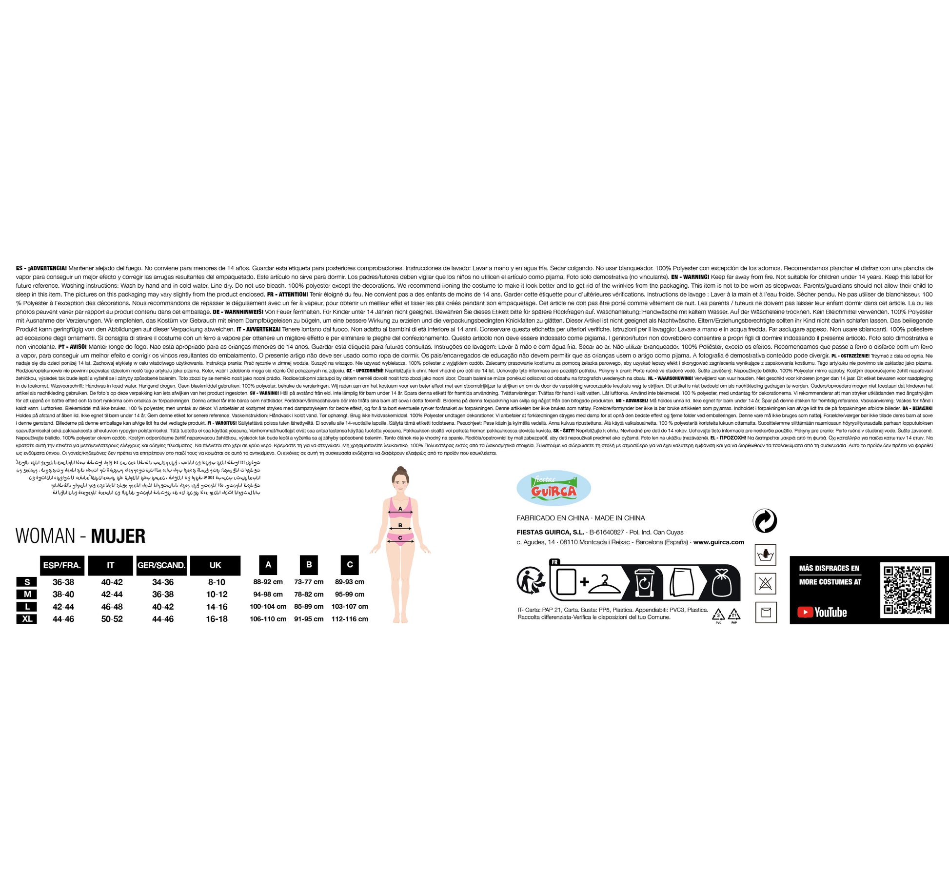 ADULT BARWOMAN SIZE L 42-44