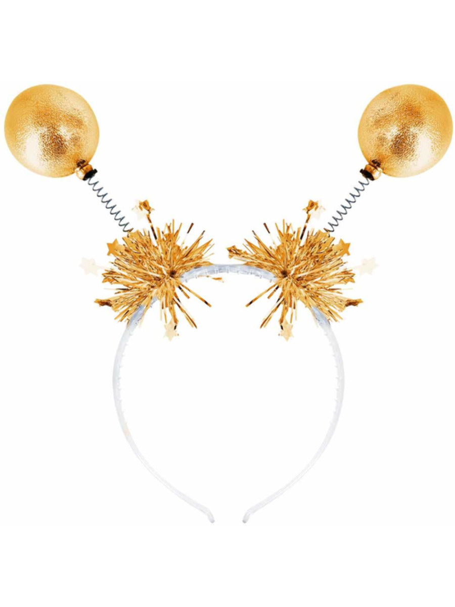Gold Metallic Ball Bopper Headband - 1