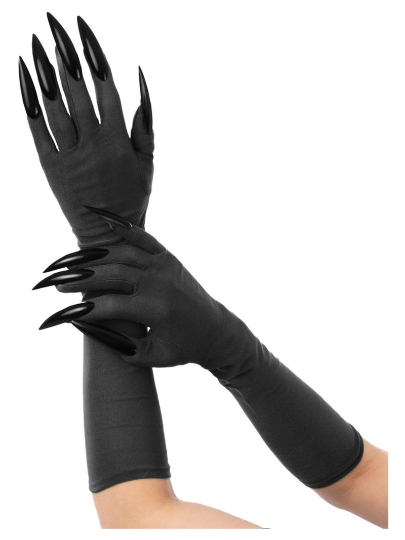 Black Cat Gloves with Black Claws - 1