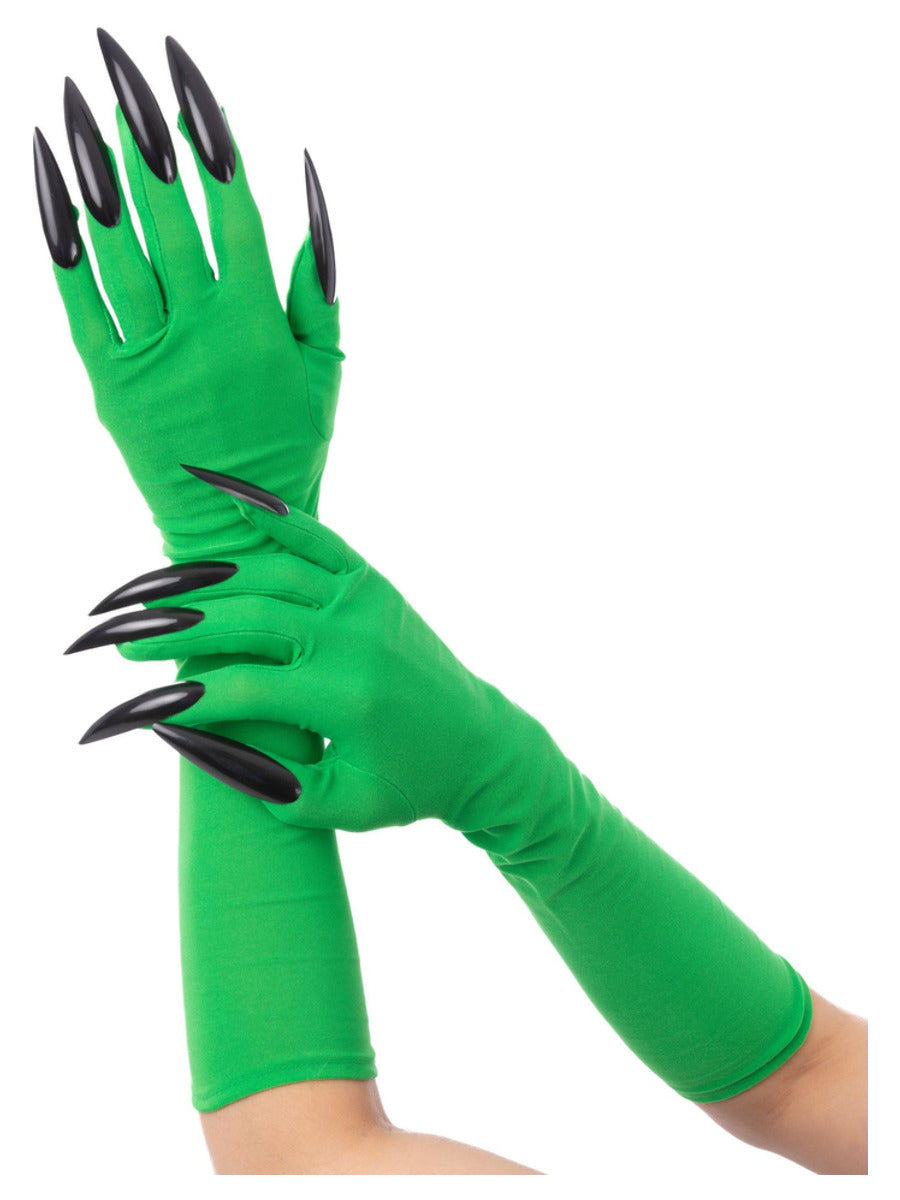 Green Wicked Witch Gloves, with Black Nails - 1