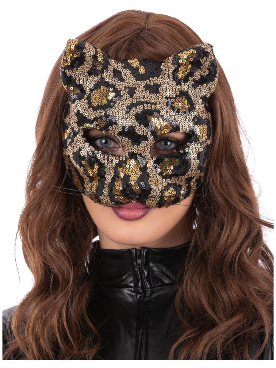 Sequin Leopard Cat Mask - 1