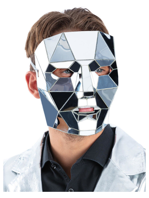 Silver Mirrored AI Robot Mask - 2