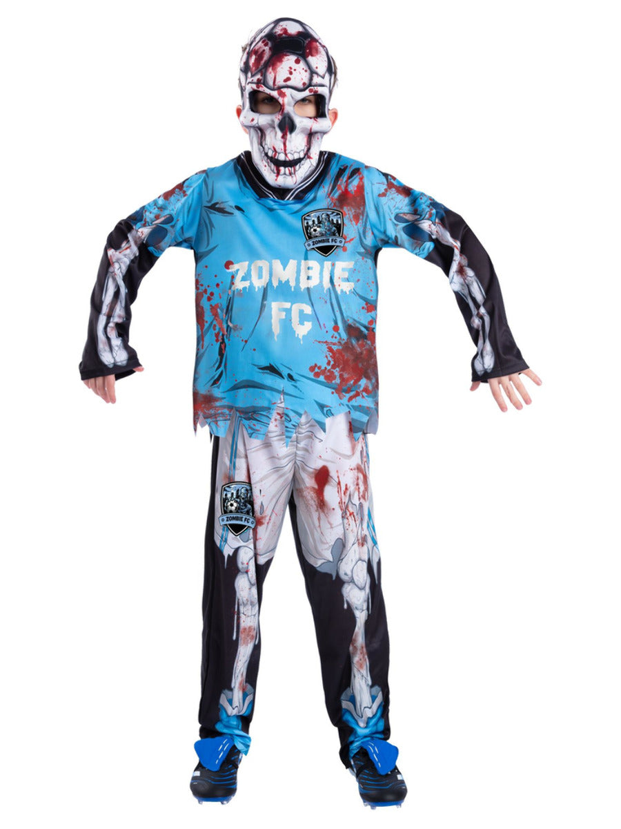 Zombie FC Footballer Skeleton Costume, Blue - 3