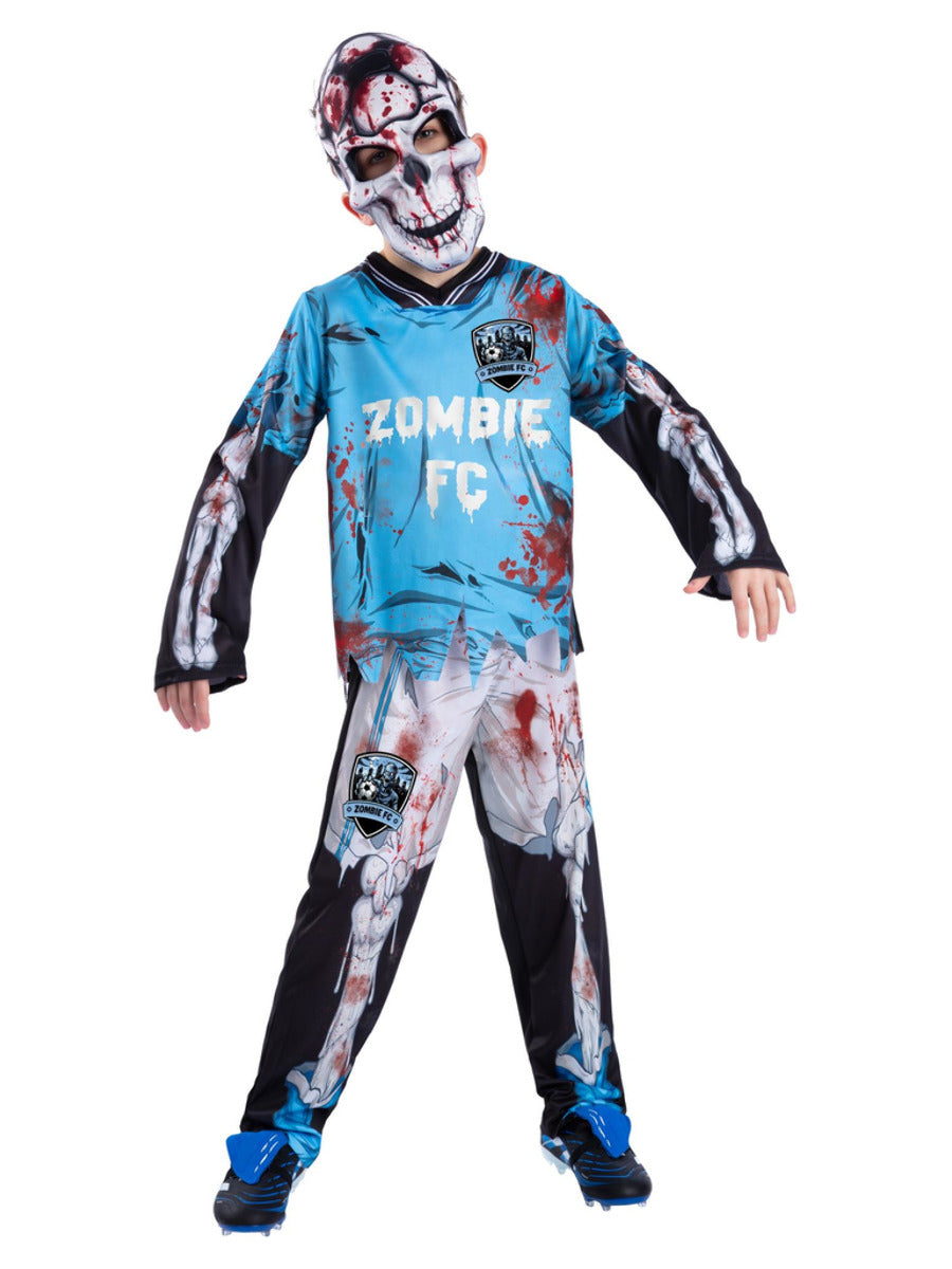 Zombie FC Footballer Skeleton Costume, Blue - 1