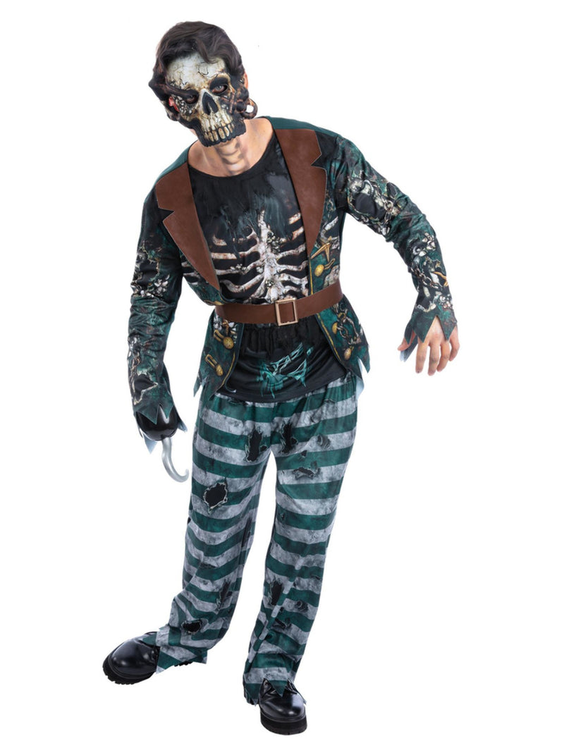 Skeleton Pirate Captain Costume, Printed Top - 5