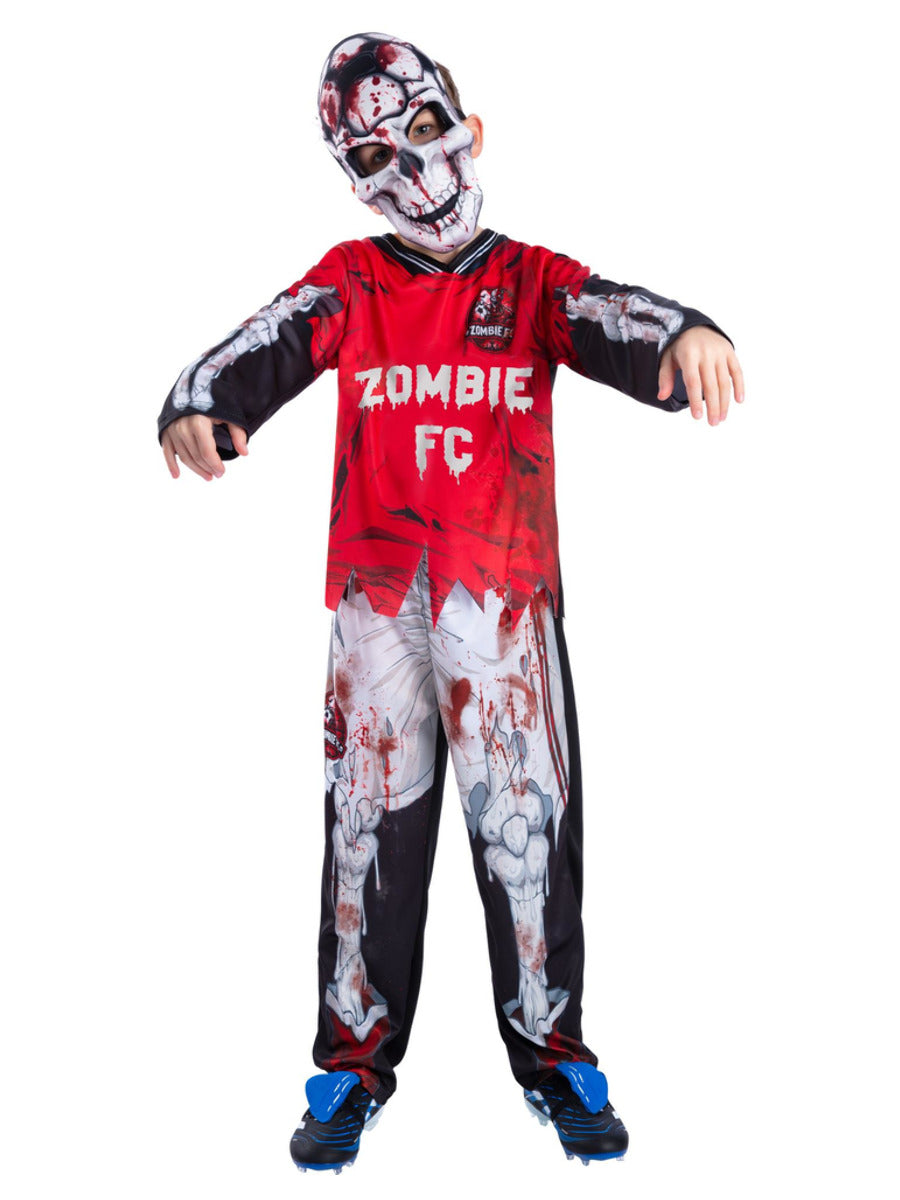 Zombie FC Footballer Skeleton Costume, Red - 1