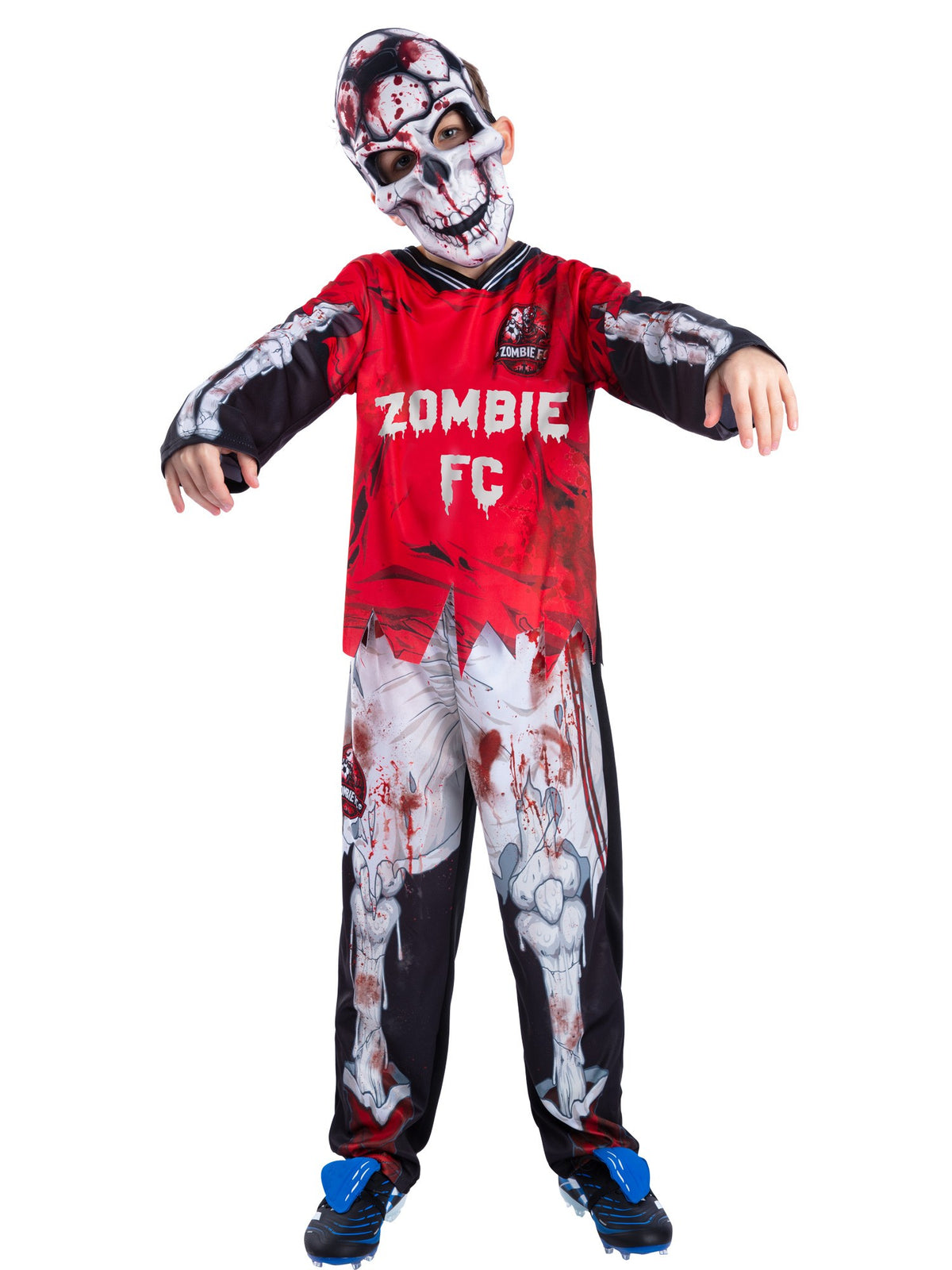 Zombie FC Footballer Skeleton Costume, Red 1