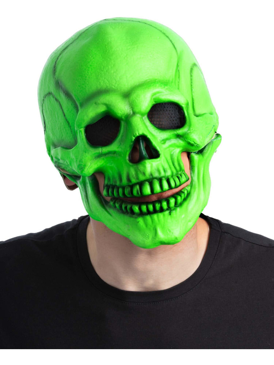 Green UV Blacklight Skeleton Latex Mask - 1