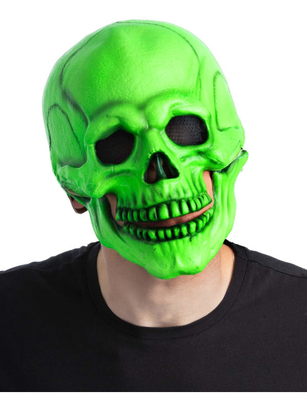 Green UV Blacklight Skeleton Latex Mask - 2