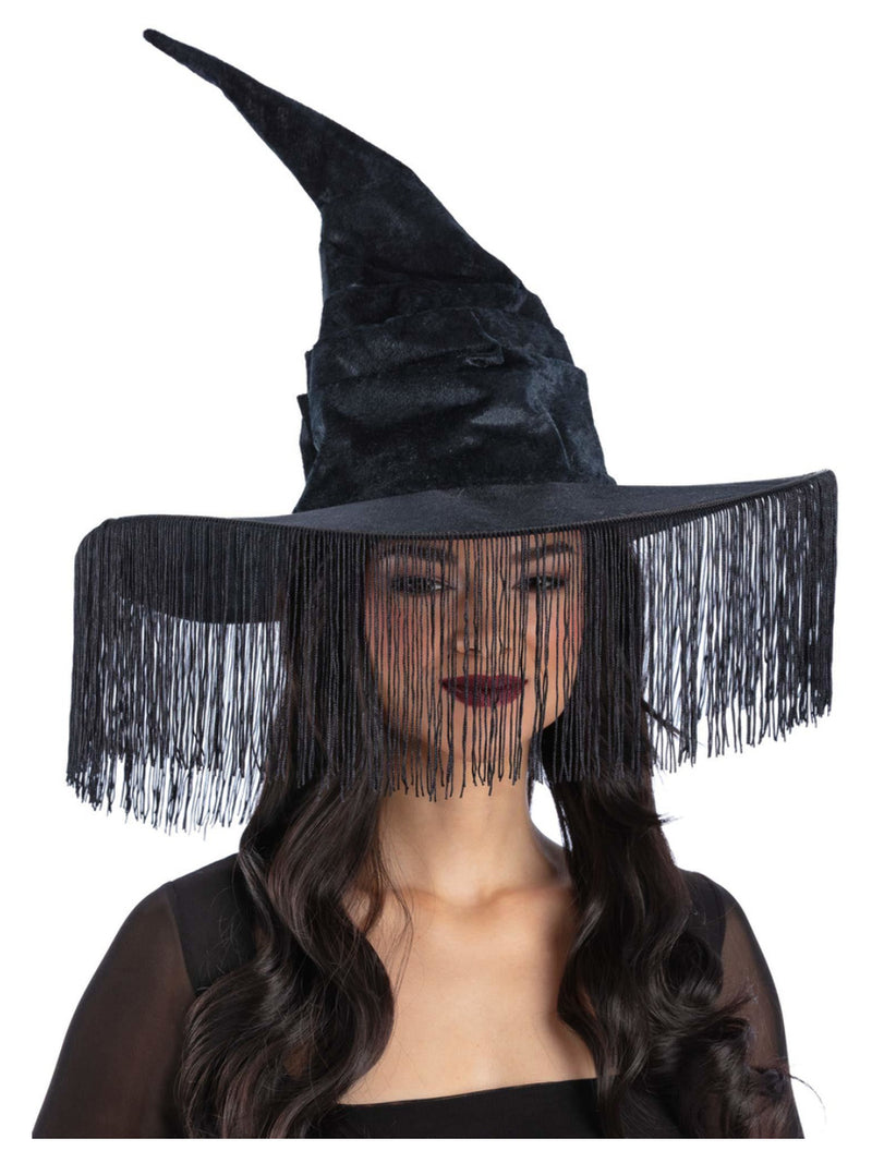 Black Fringe Western Witch Hat - 1
