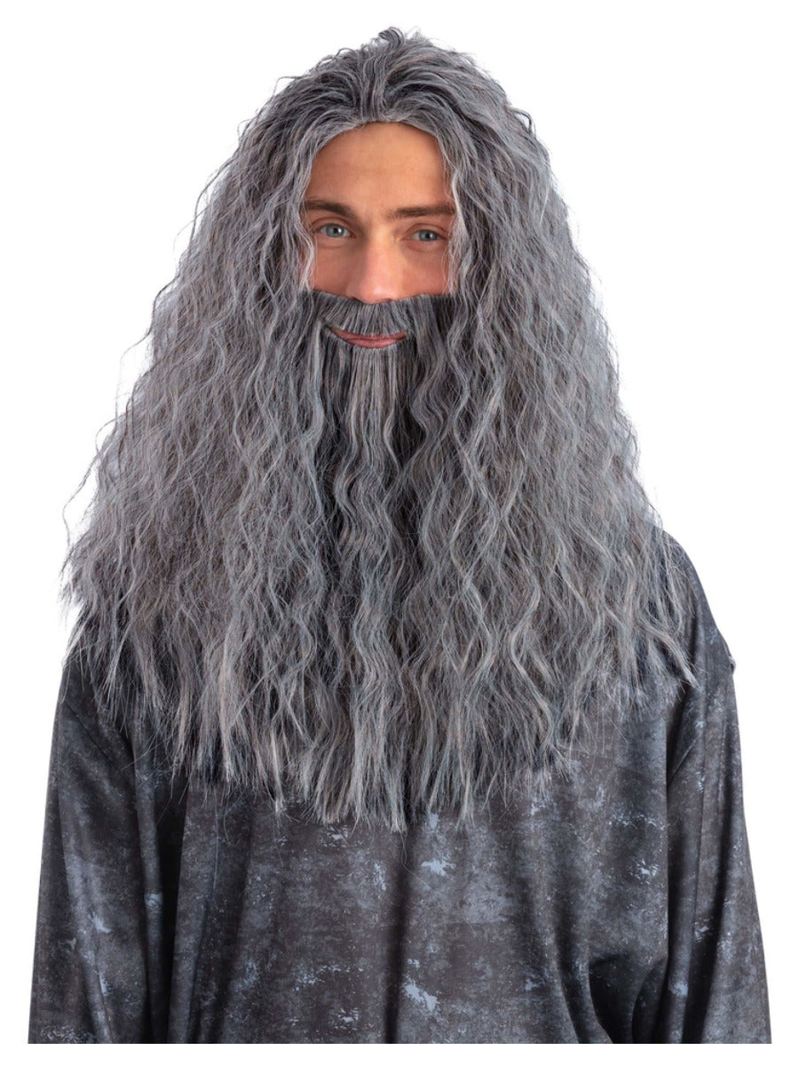 Sorcerer/Wizard Wig & Beard Set, Grey - 1