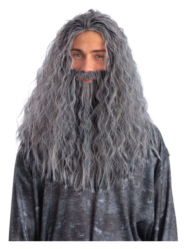 Sorcerer/Wizard Wig & Beard Set, Grey - 2