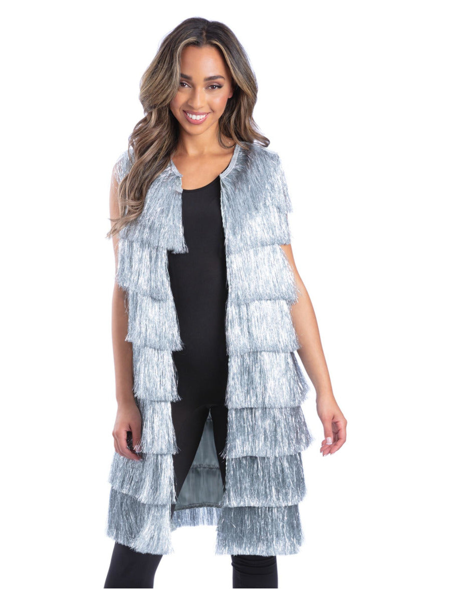 Fever Tinsel Festival Waistcoat, Silver - 1