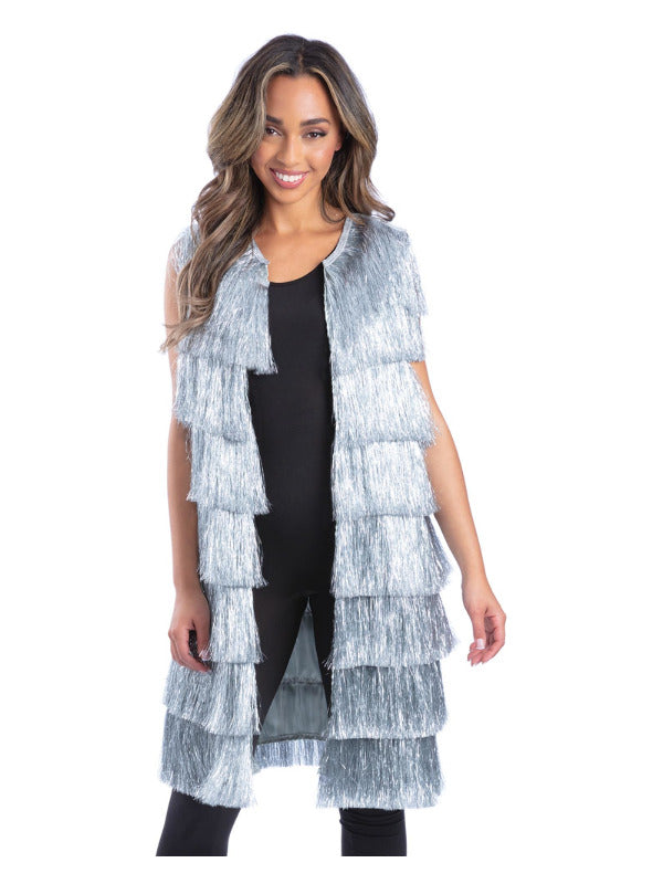 Fever Tinsel Festival Waistcoat, Silver - 2