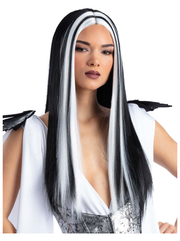 Madame Monster Wig, Black, with White Streaks - 2