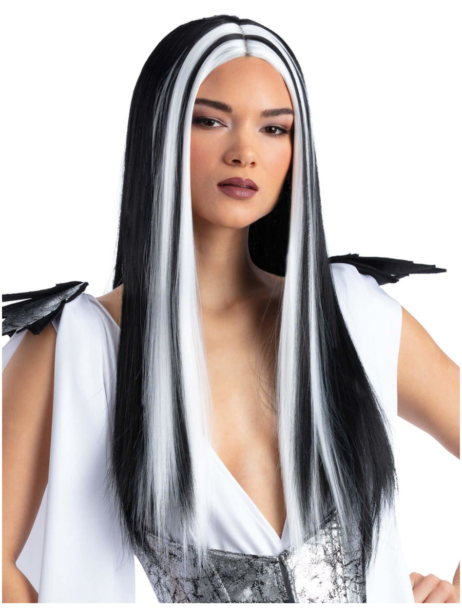 Madame Monster Wig, Black, with White Streaks - 1