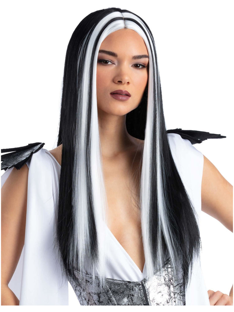 Madame Monster Wig, Black, with White Streaks - 1