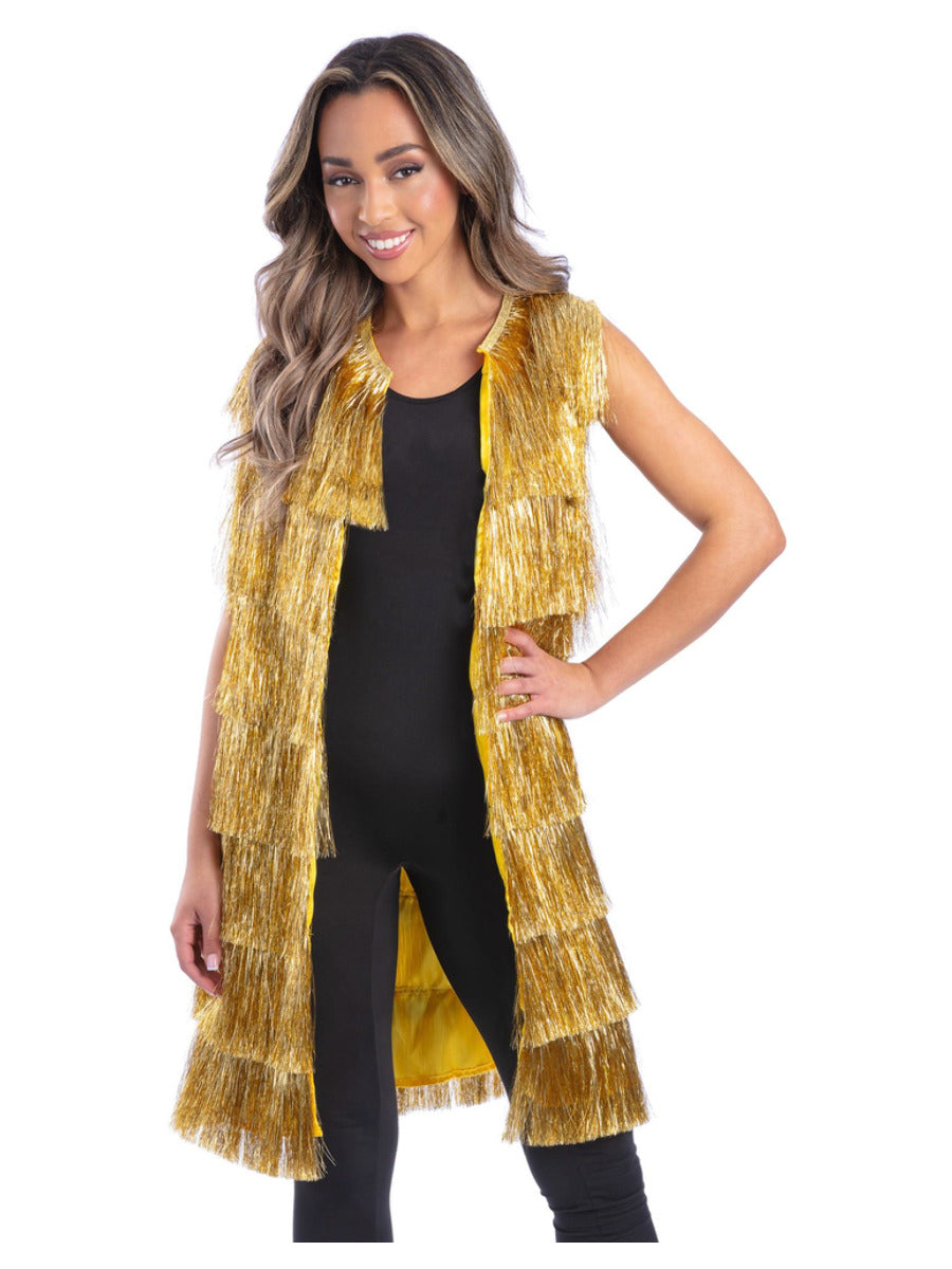 Fever Tinsel Festival Waistcoat, Gold - 1