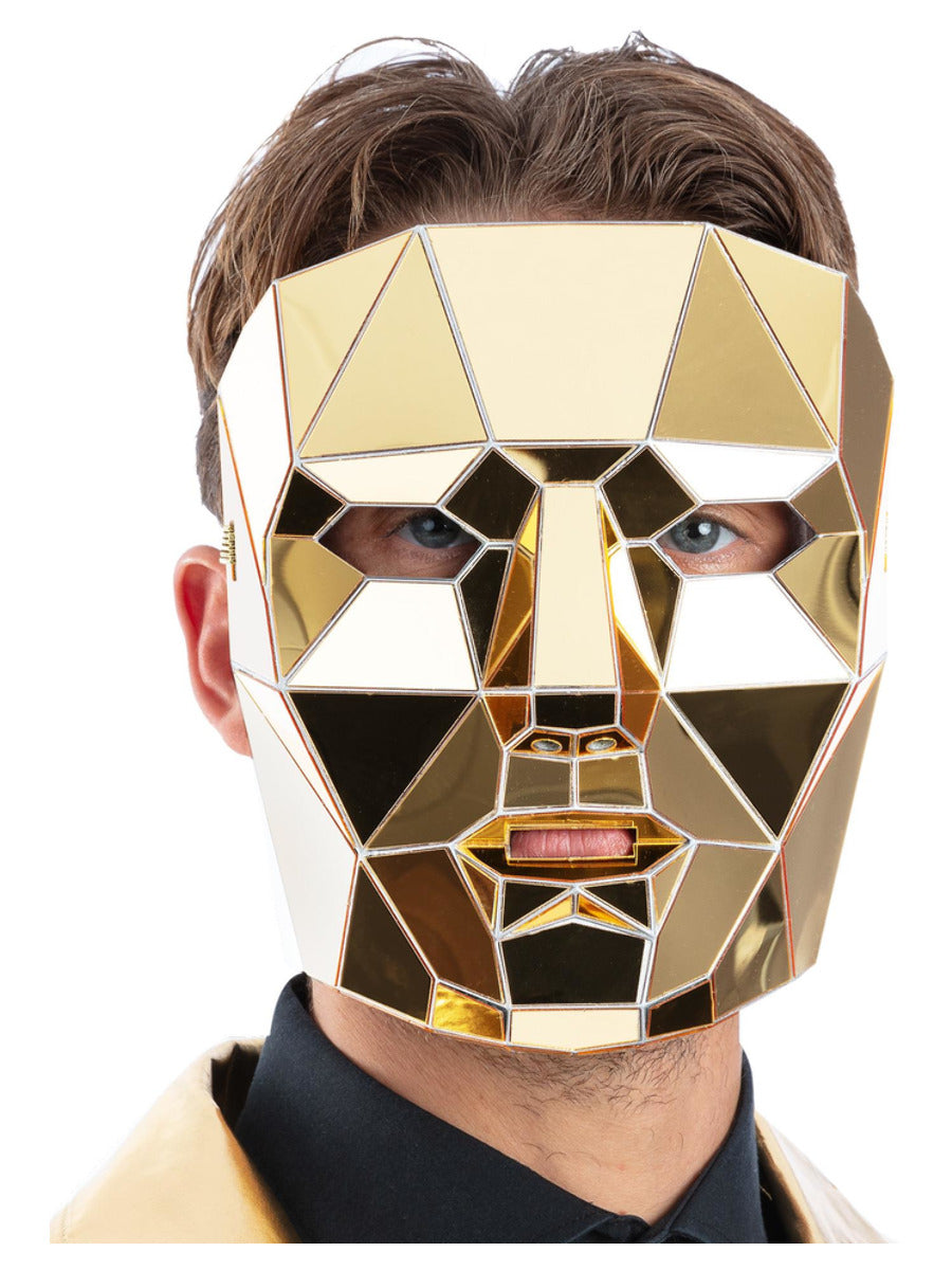 Gold Mirrored AI Robot Mask - 1