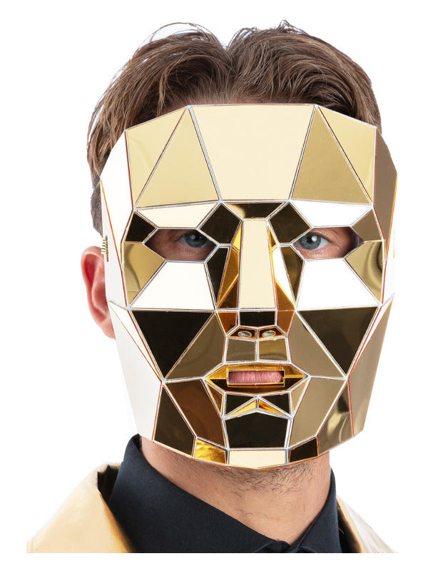 Gold Mirrored AI Robot Mask - 2