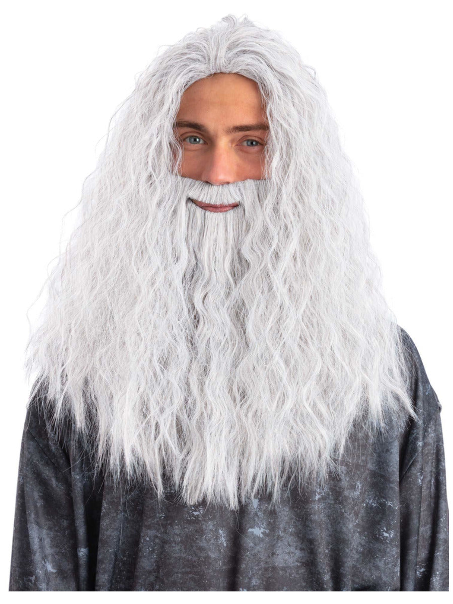 Sorcerer/Wizard Wig & Beard Set, White - 1