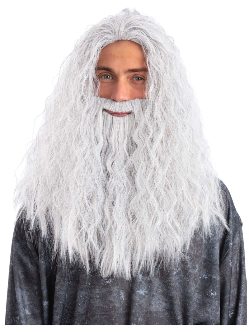 Sorcerer/Wizard Wig & Beard Set, White - 1