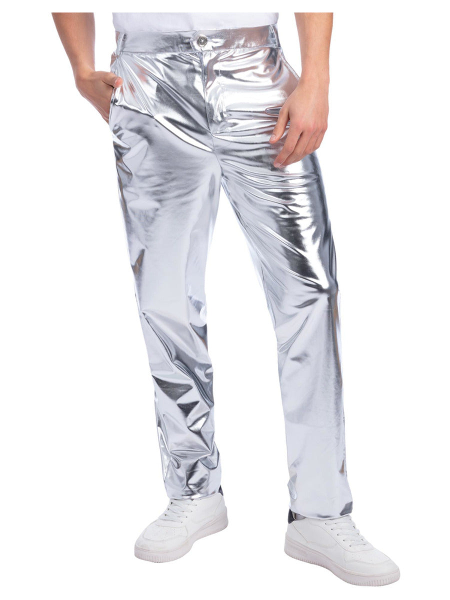 Sterling Silver Trousers, Metallic Silver - 1