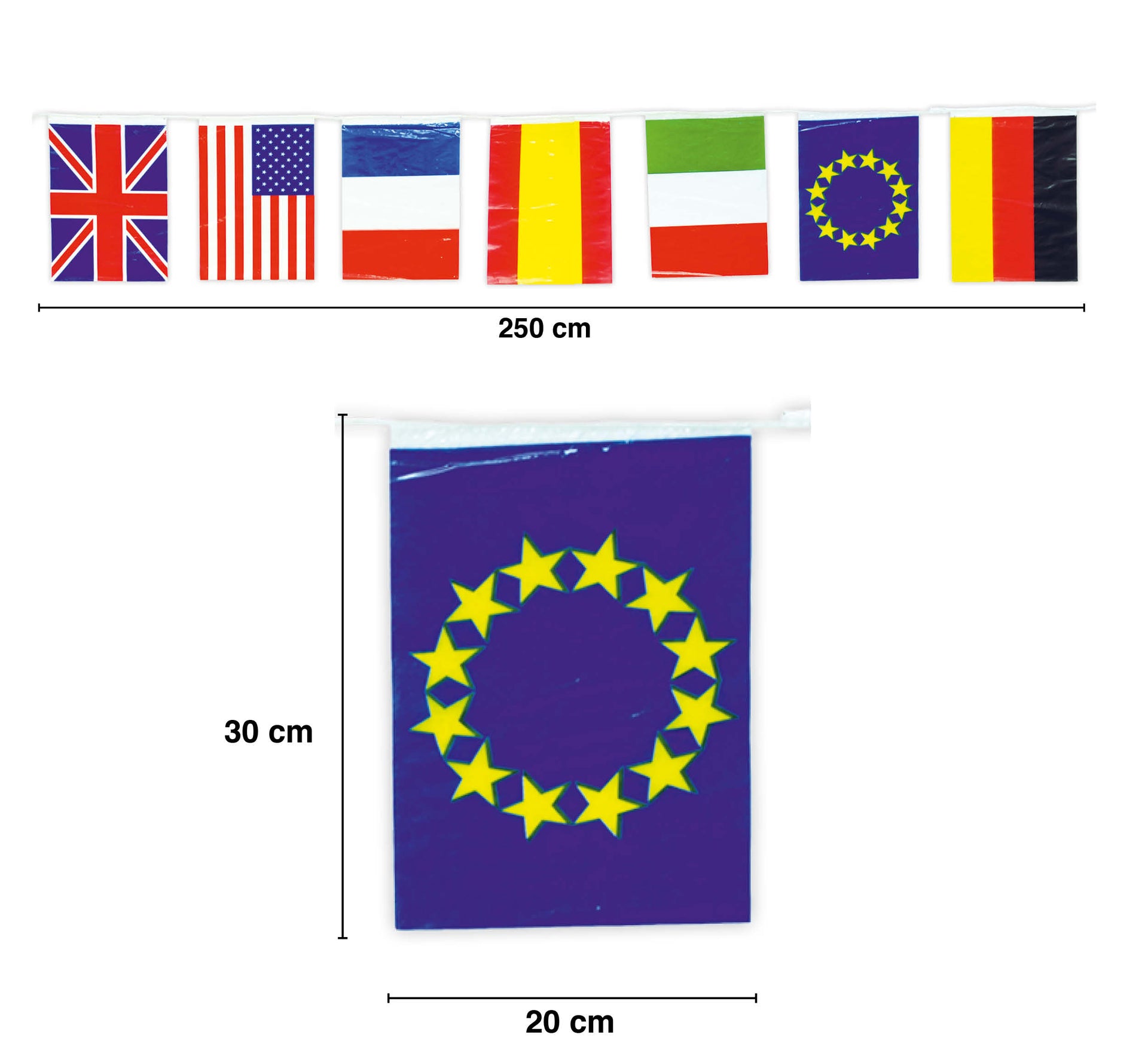 BAG PLASTIC FLAGS 20 X 30 CM GARLAND 50 M