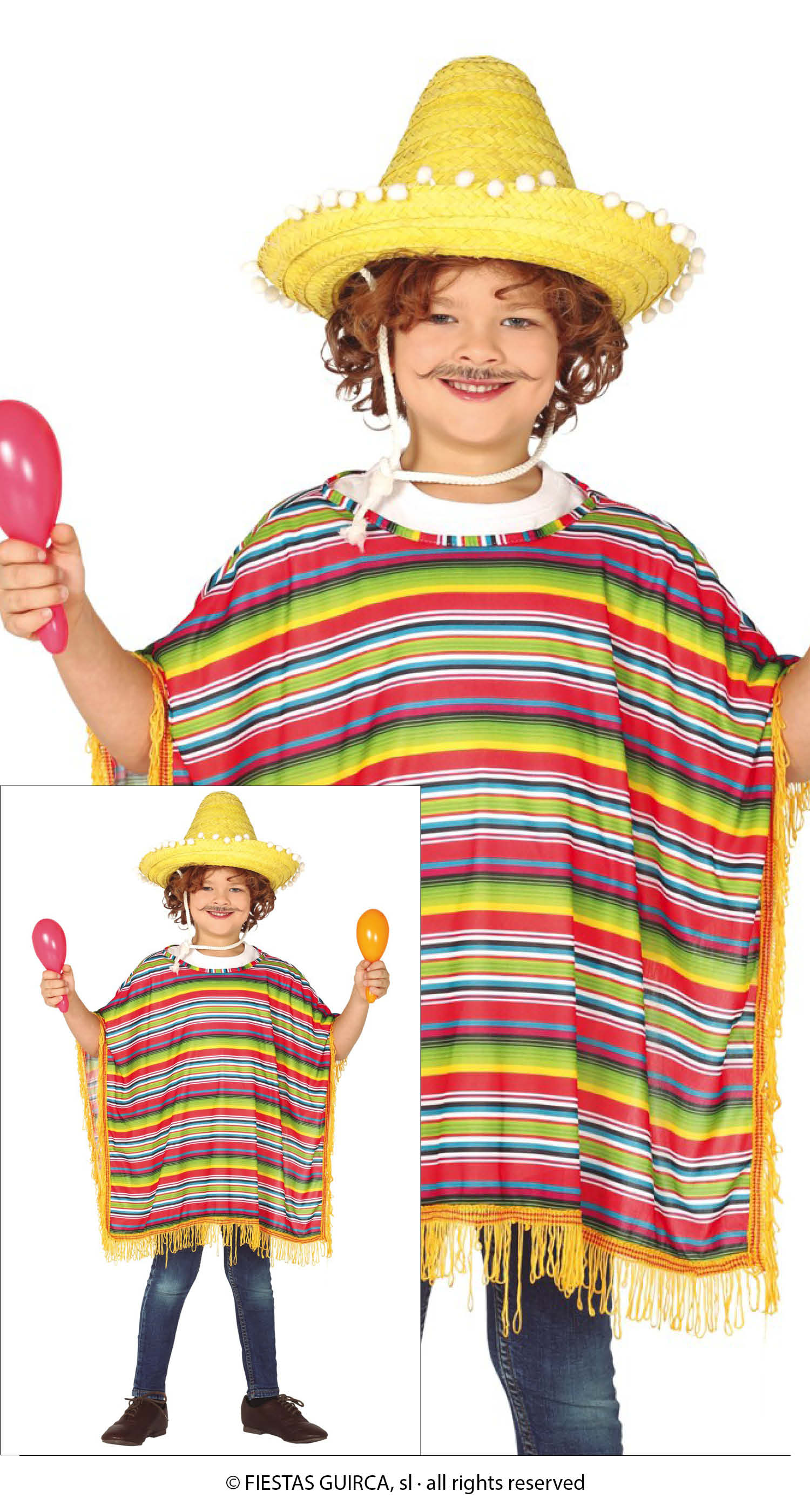 MEXICAN PONCHO CHILDREN SIZE 7 9 YEARS