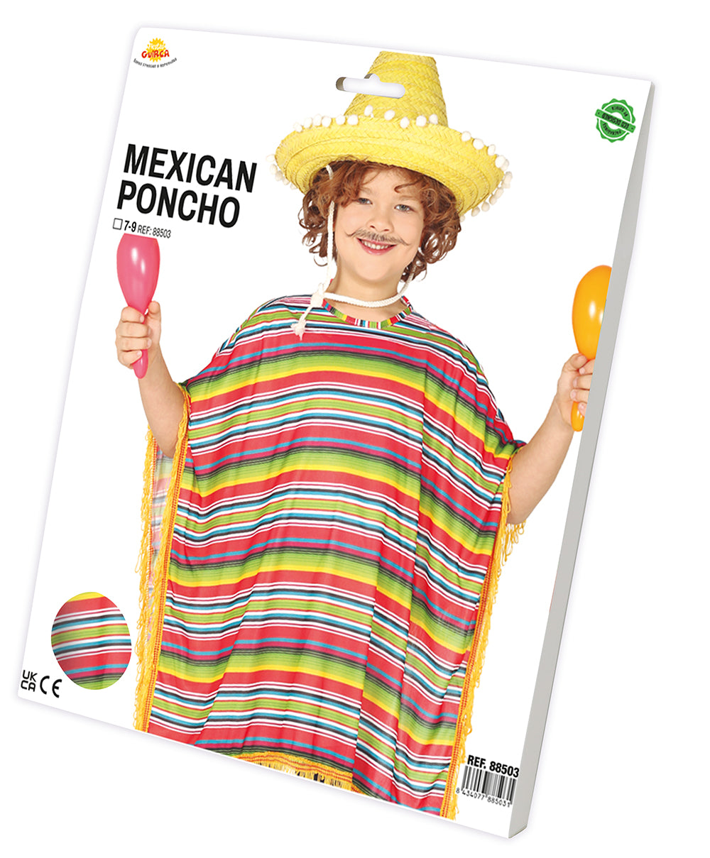 MEXICAN PONCHO CHILDREN SIZE 7 9 YEARS
