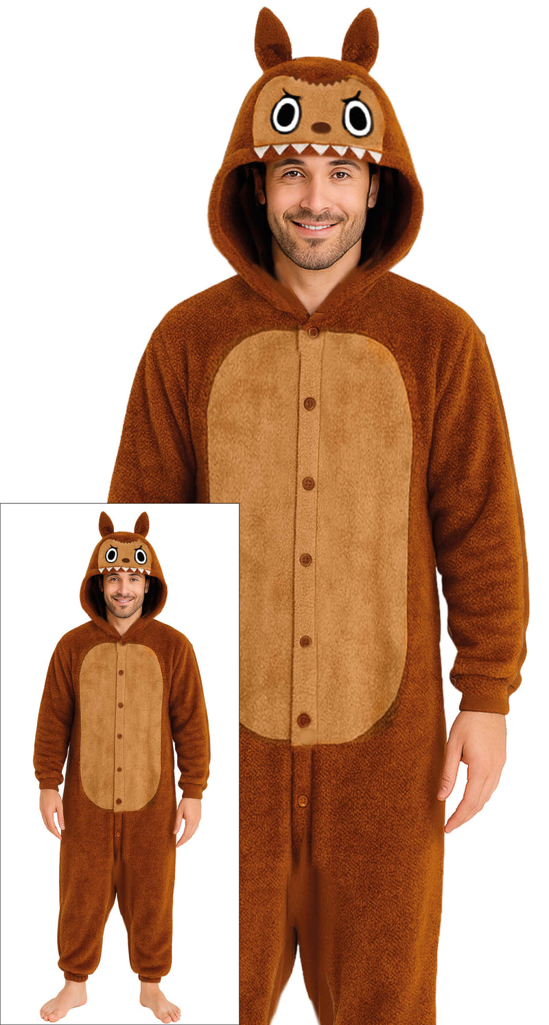 LULU MONSTER PYJAMA BROWN, ADULT, 52 - 54 (L)