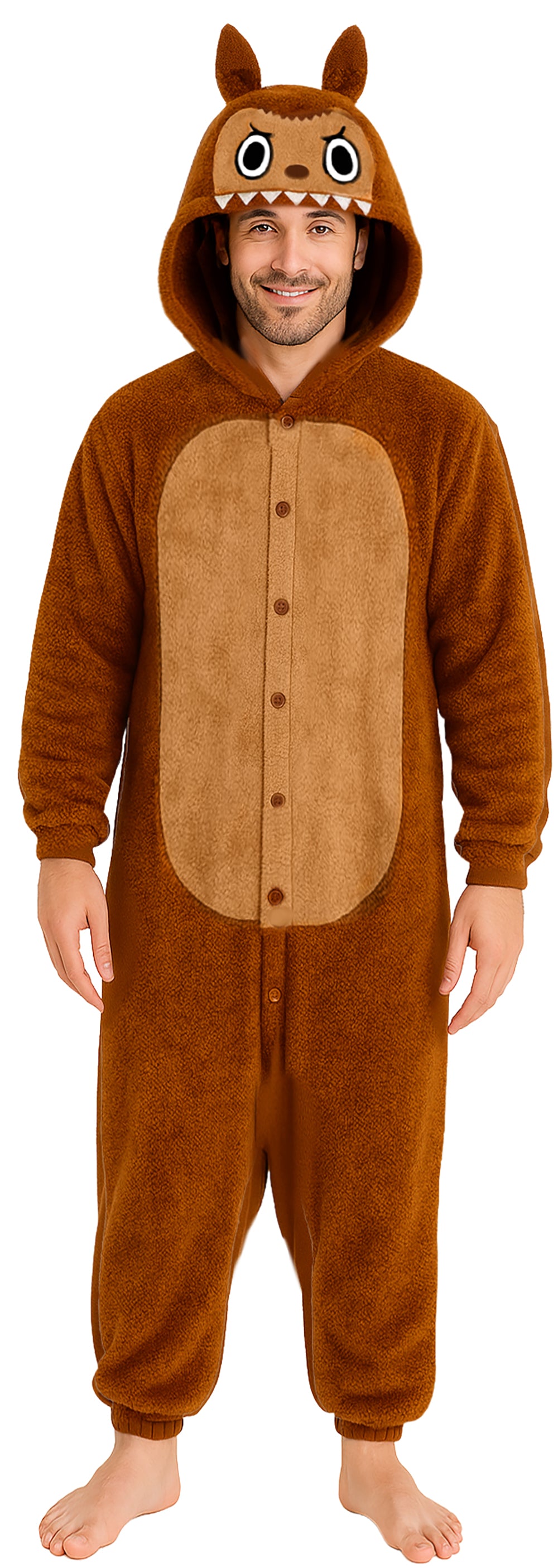 LULU MONSTER PYJAMA BROWN, ADULT, 52 - 54 (L)