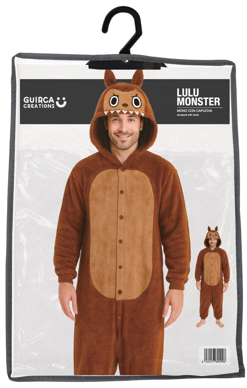 LULU MONSTER PYJAMA BROWN, ADULT, 52 - 54 (L)