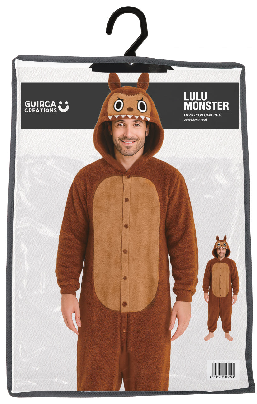 LULU MONSTER PYJAMA BROWN, ADULT, 52 - 54 (L)