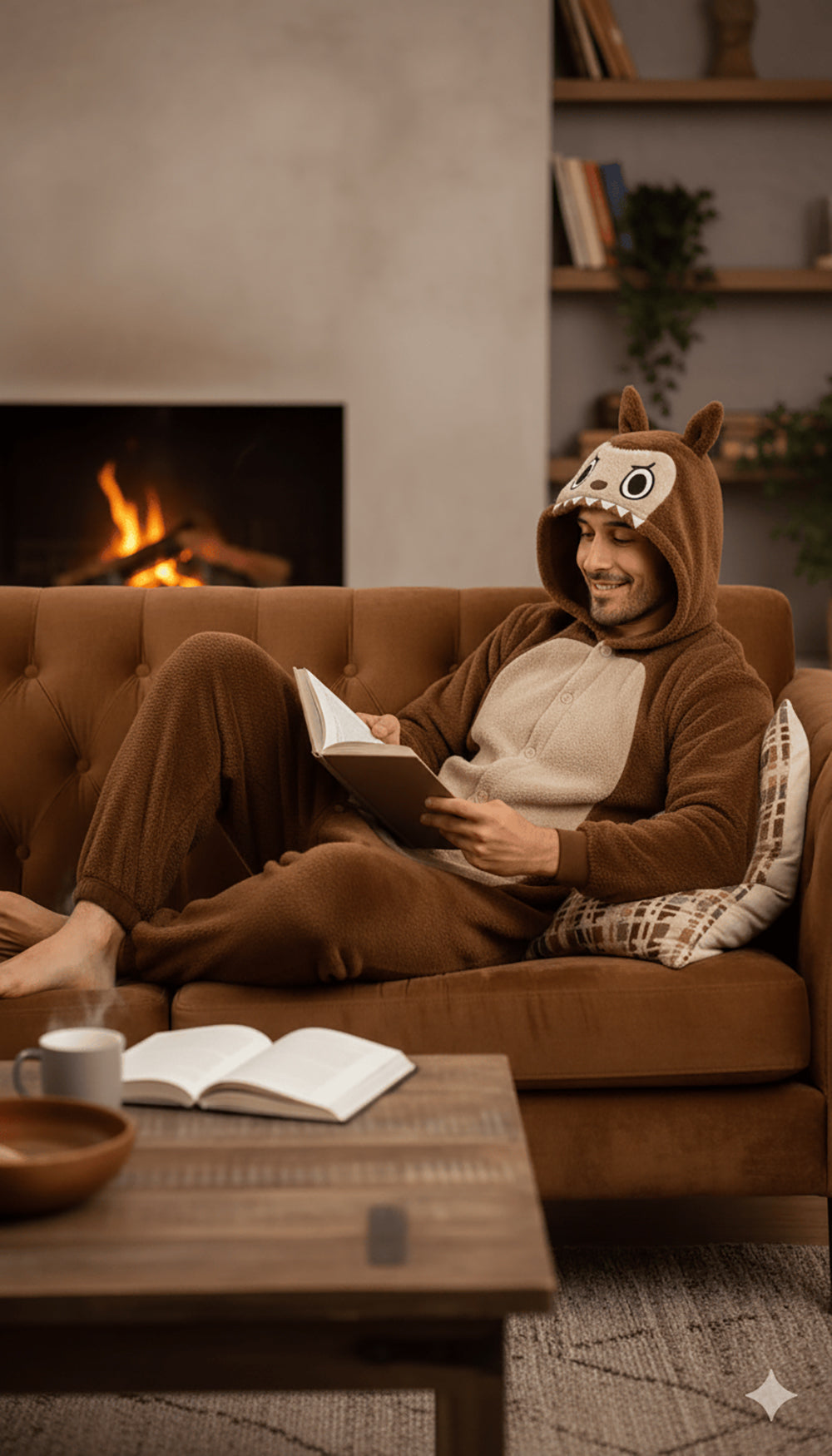 LULU MONSTER PYJAMA BROWN, ADULT, 52 - 54 (L)