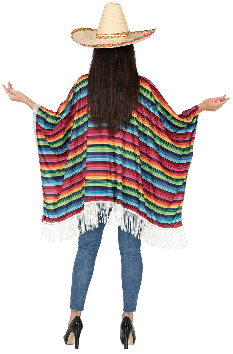 MULTICOLOUR MEXICAN PONCHO, ADULT