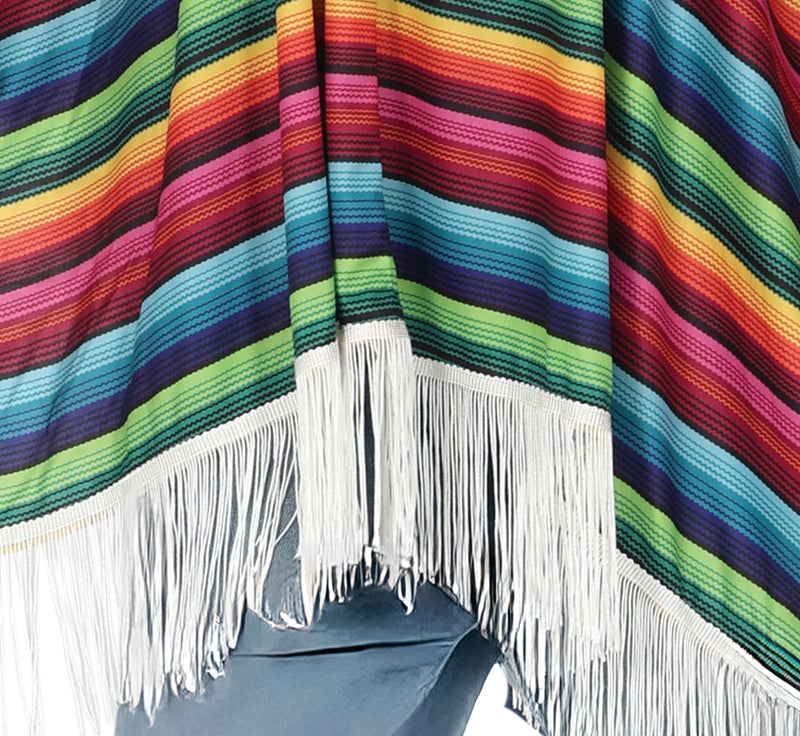 MULTICOLOUR MEXICAN PONCHO, ADULT