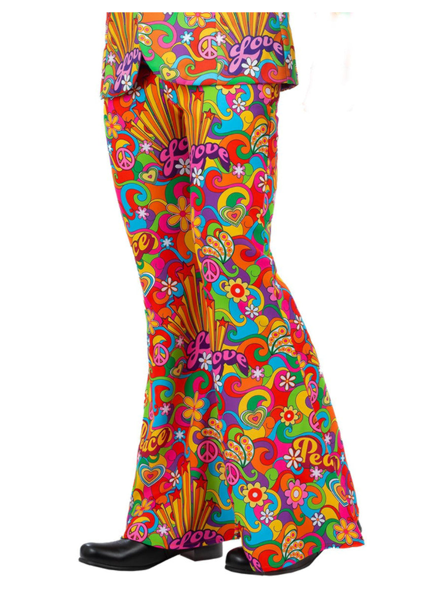 Mens Rainbow Peace Flared Trousers - 1