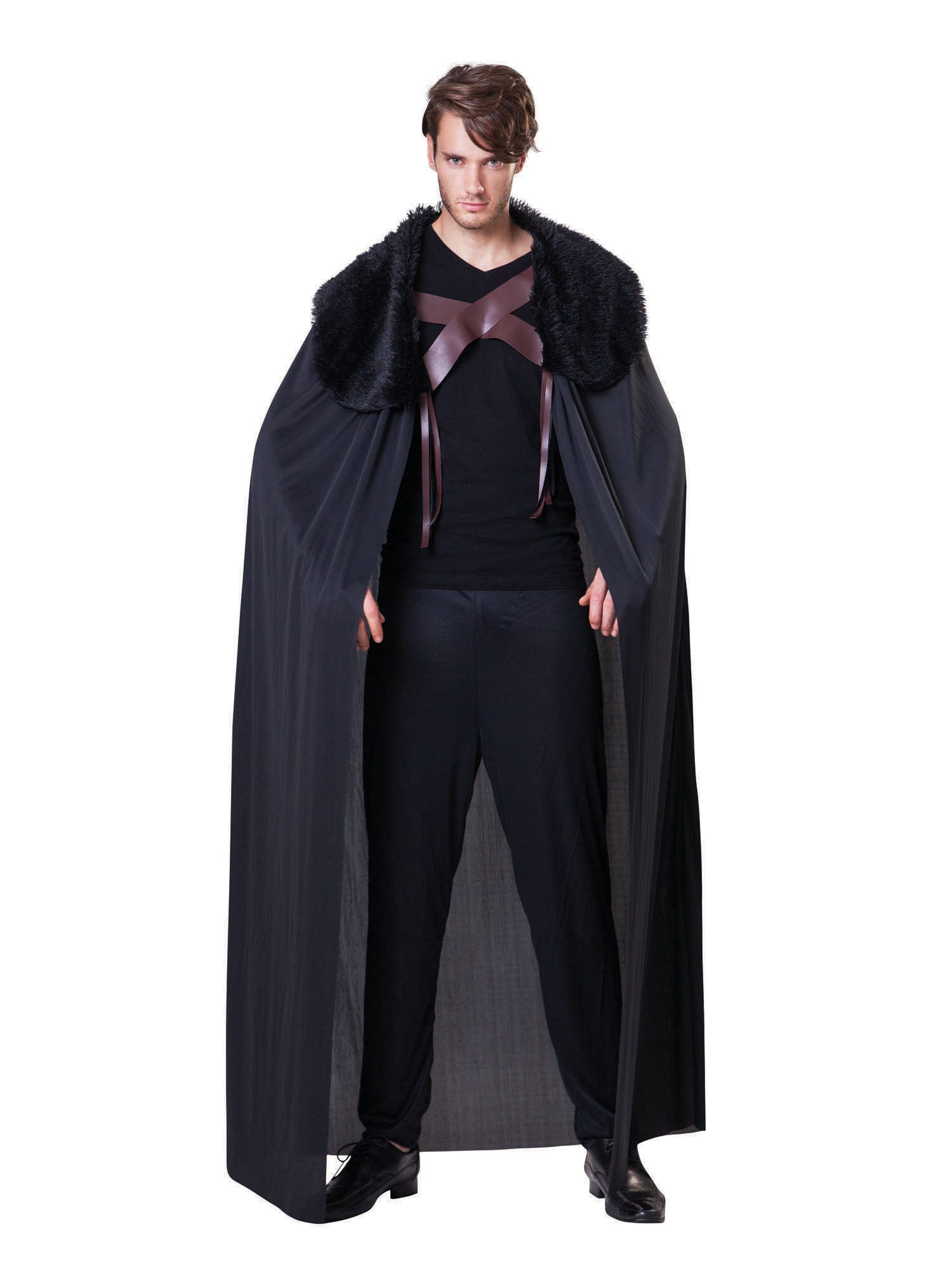 Cape Mens Black W/ Fur Collar