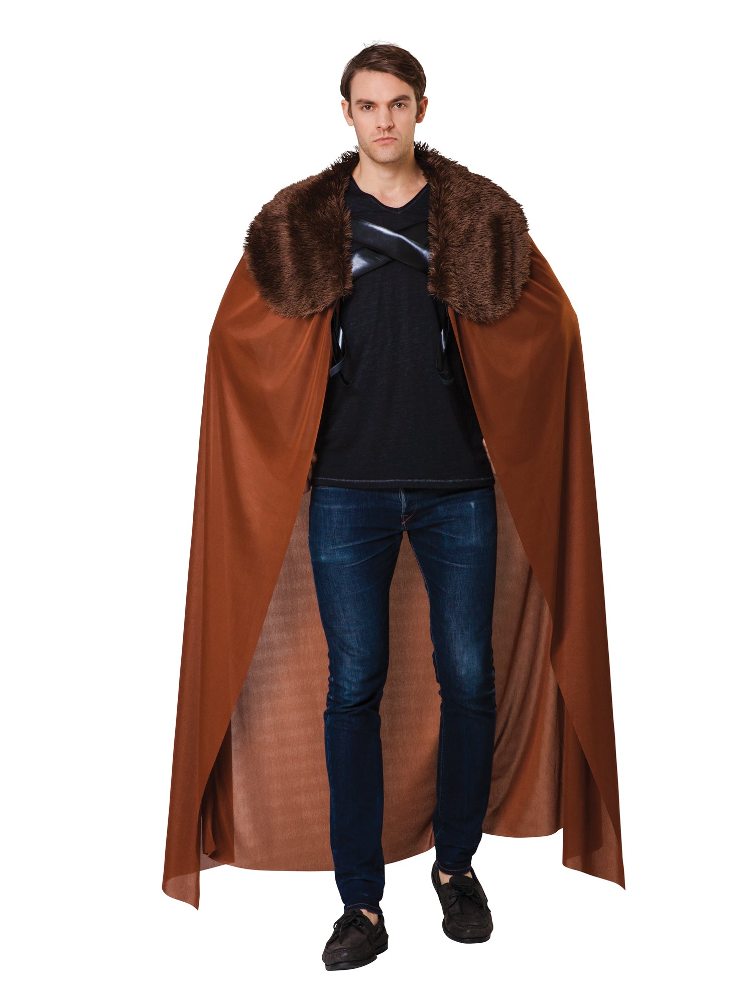 Cape Mens Brown W/Fur Collar