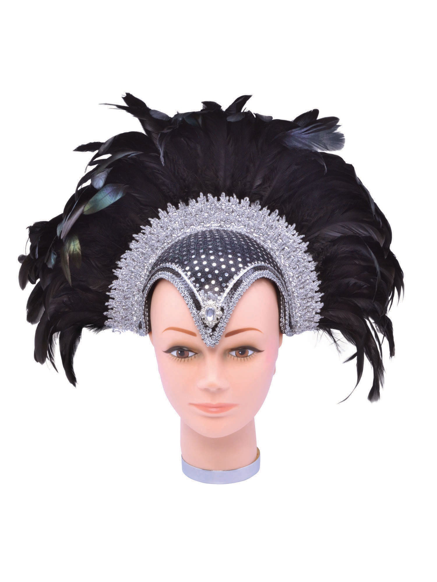 Feather Headpiece Black Jewel And Plume