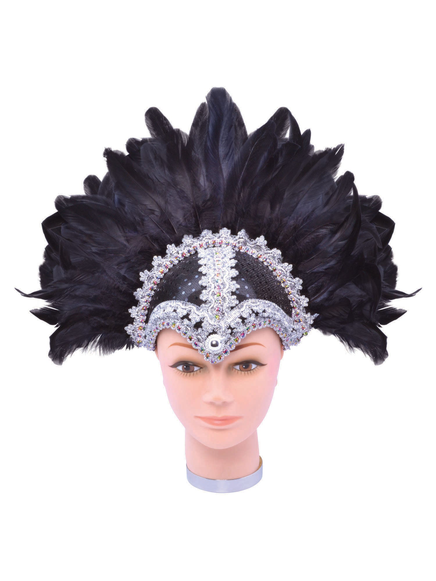 Feather Headpiece Black Braid And Plume
