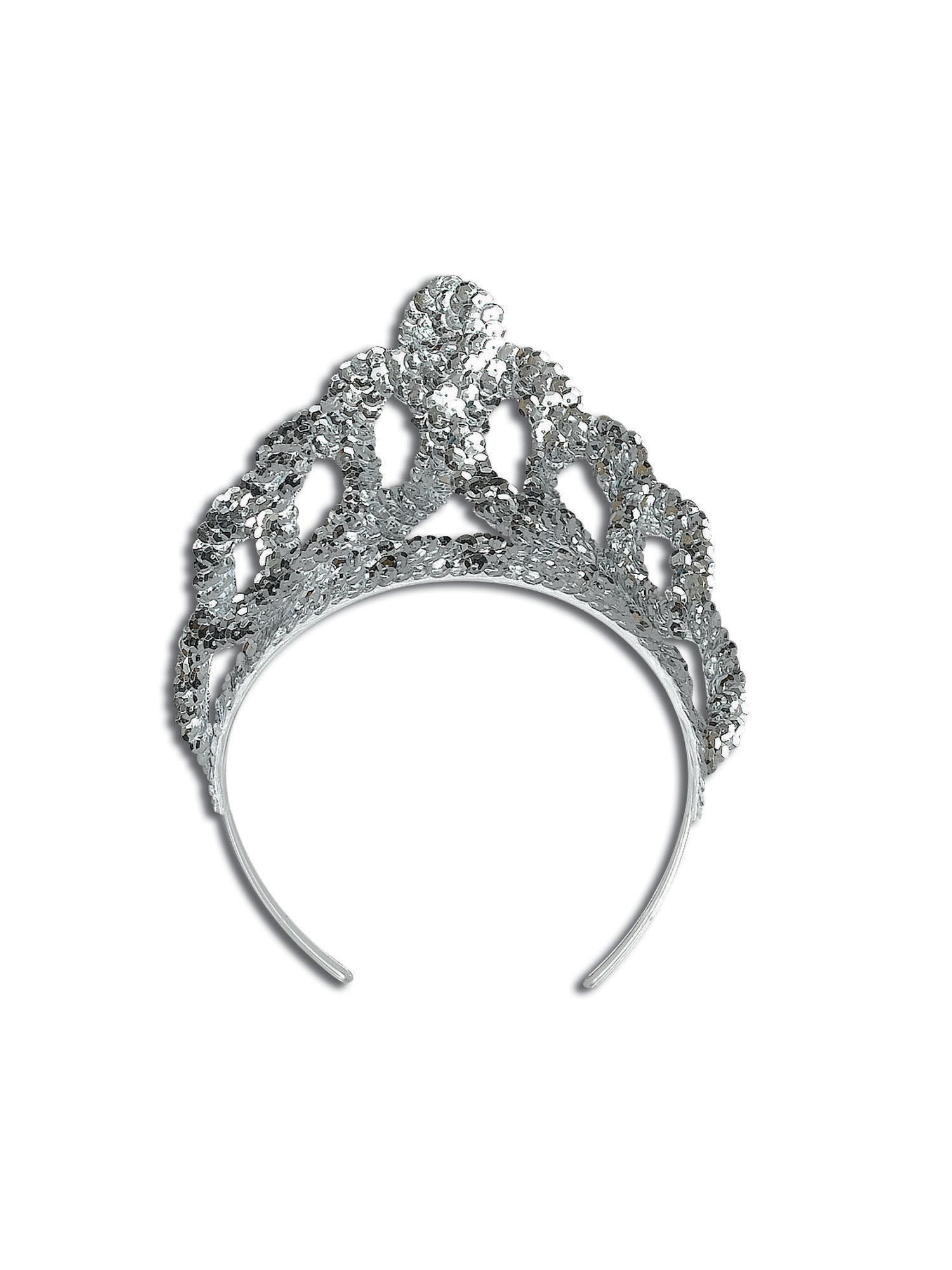 Silver Crown Tiara W/Red Stones